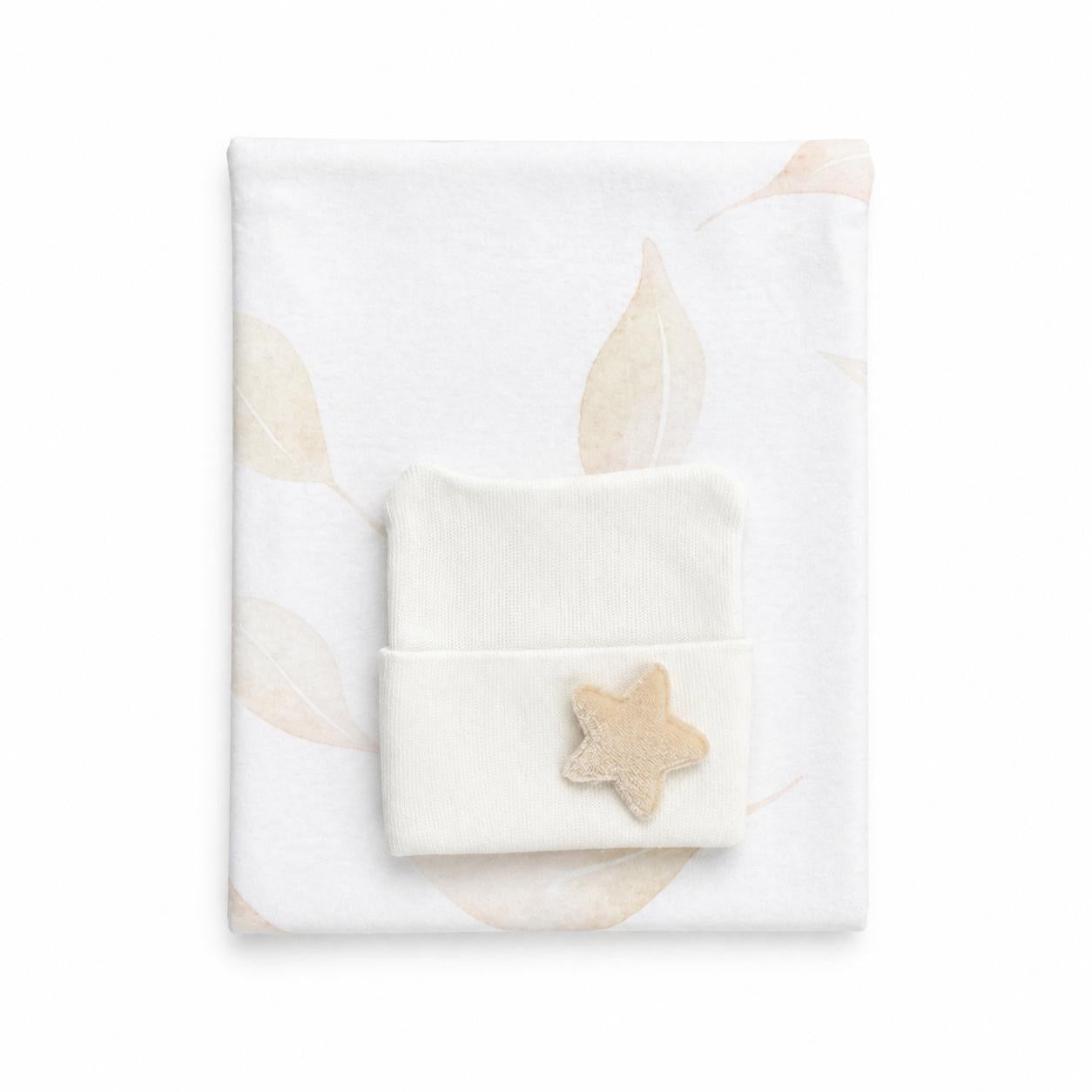 The Softest Leaves Swaddle & Hospital Hat Gift Set