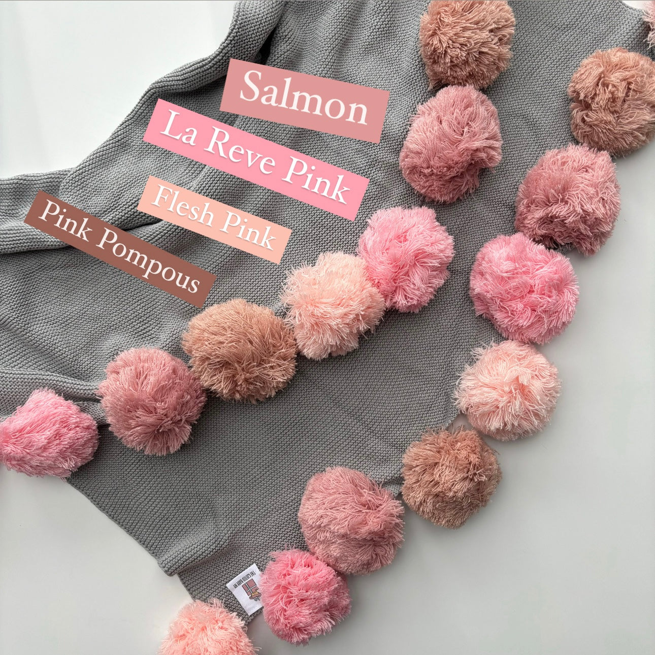 Pink Ombre Pompom Blanket