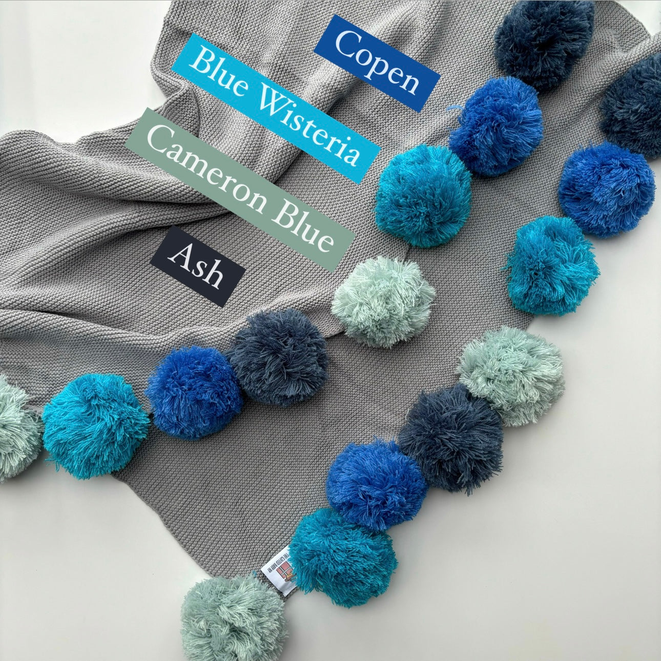 Blue Ombre Pompom Blanket