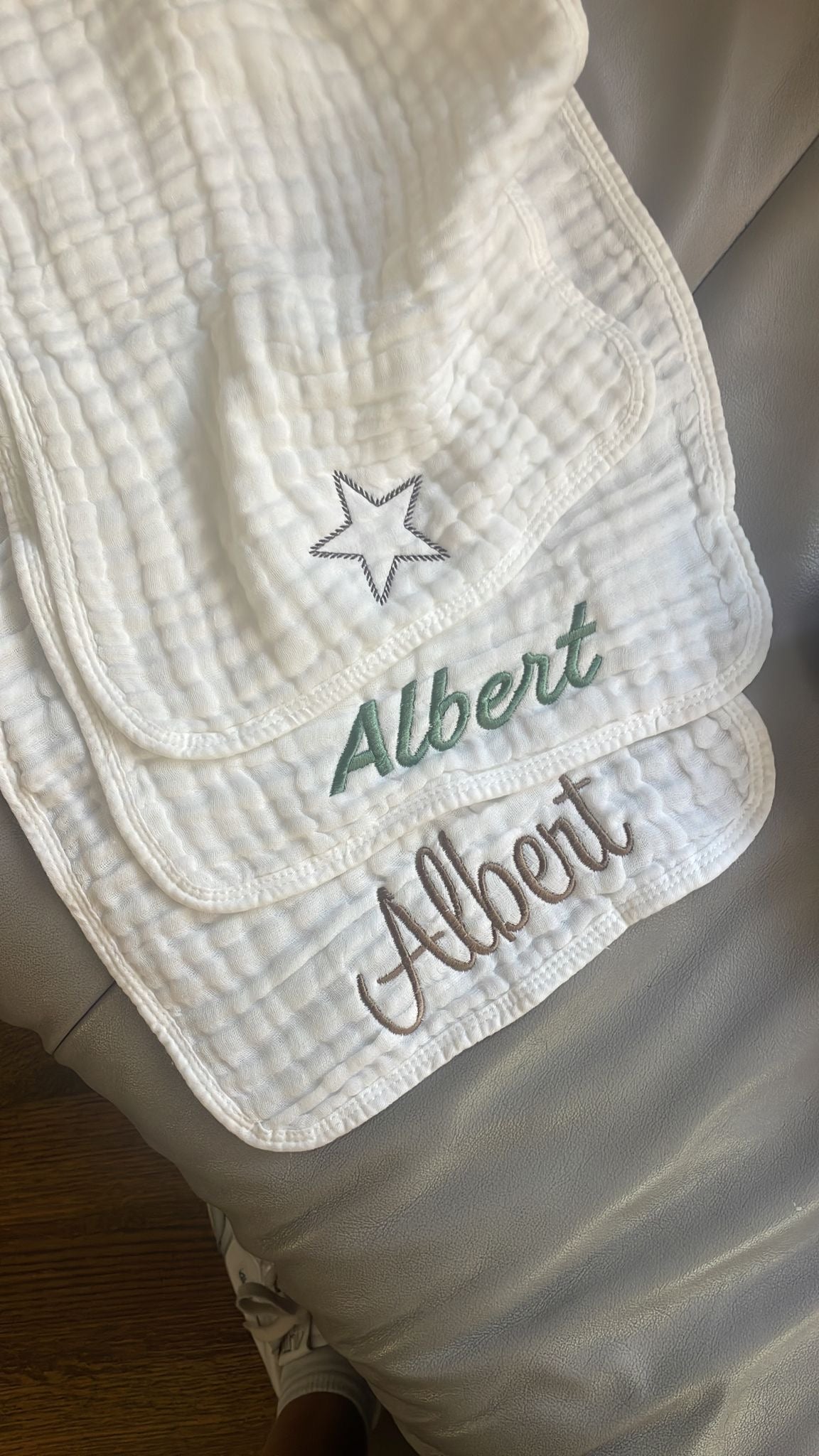 Set of 3 Burp Cloths (With Embroidery)