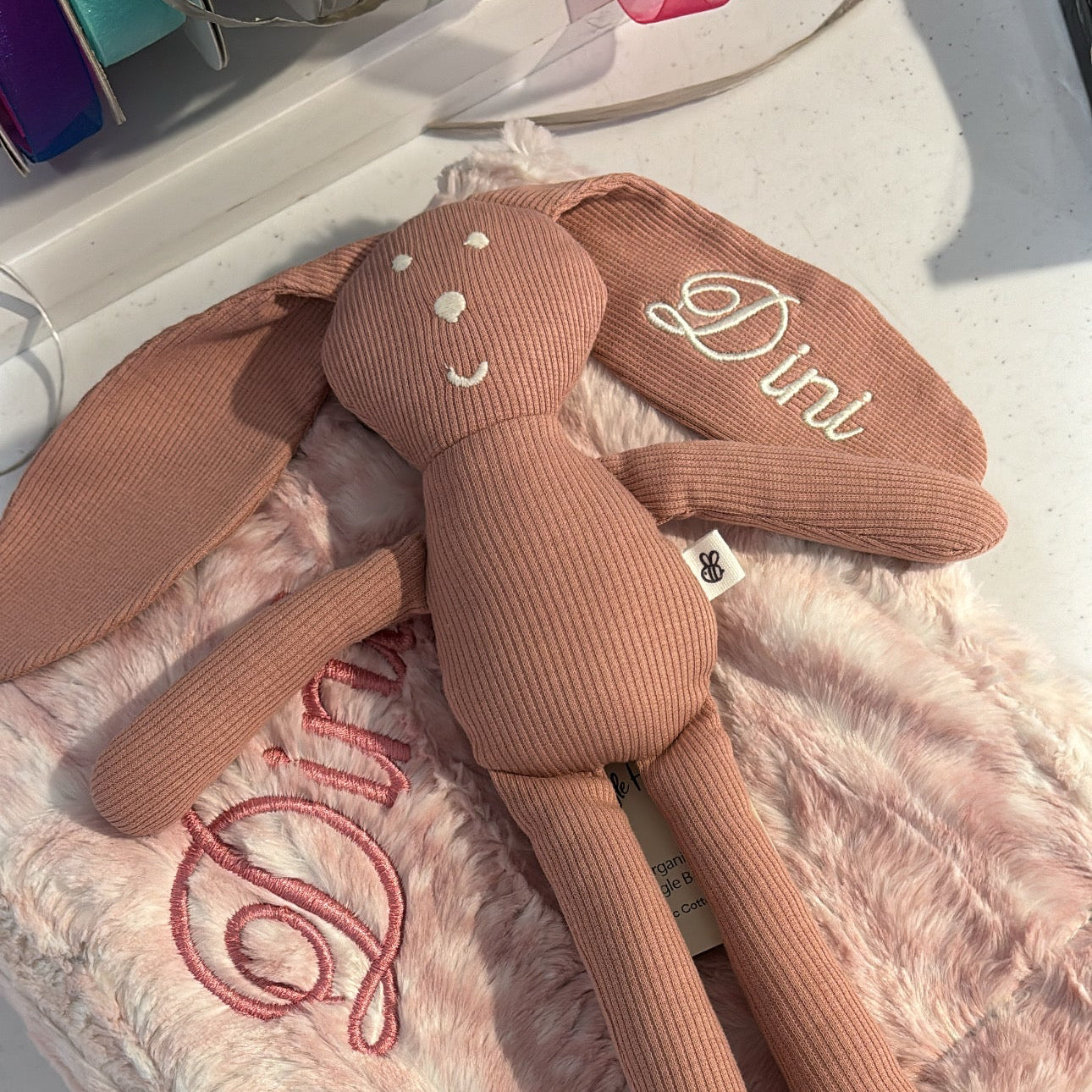 Blush Pink Bunny (With Embroidery on Ear)