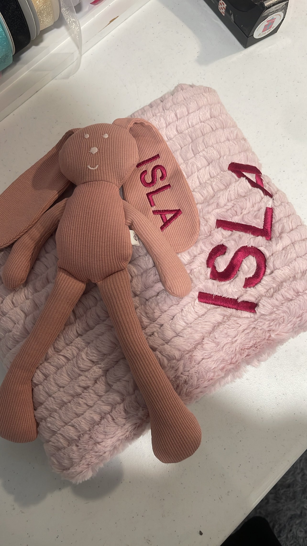 Blush Pink Bunny (With Embroidery on Ear)