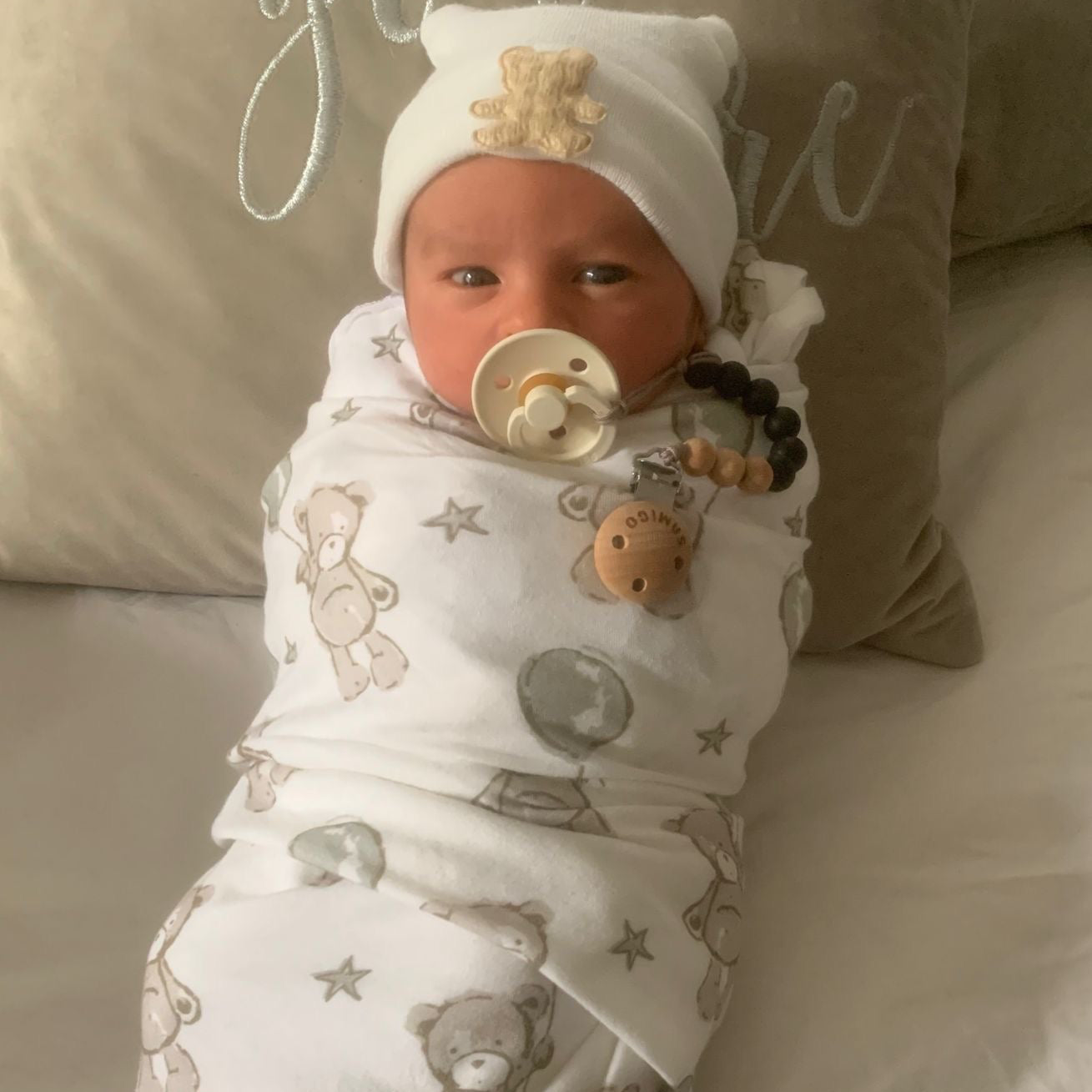 IMPERFECT Green Balloon Teddy Swaddle