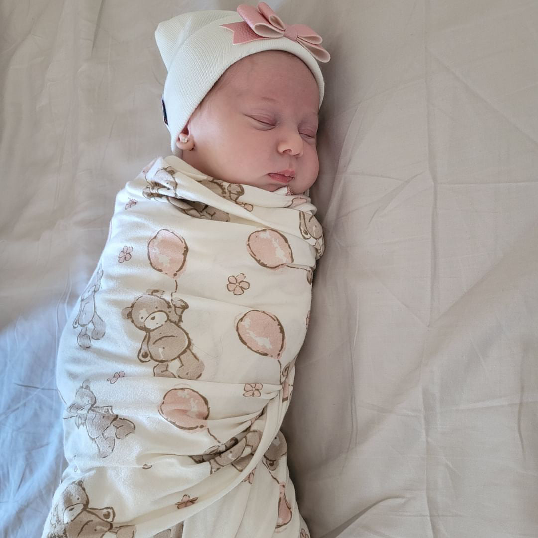 Pink Balloon Teddys Printed Swaddle