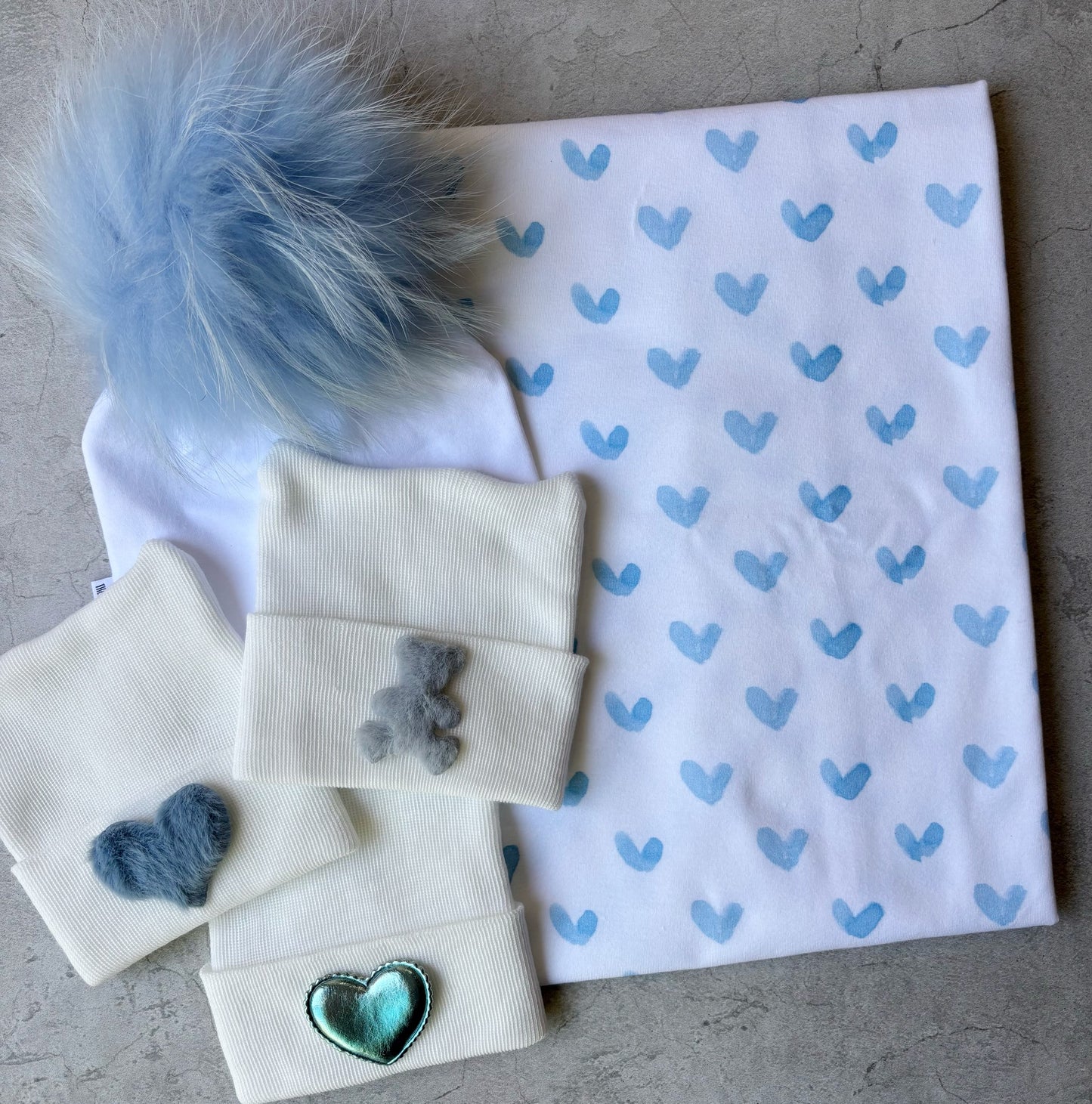 Blue Watercolor Hearts Swaddle
