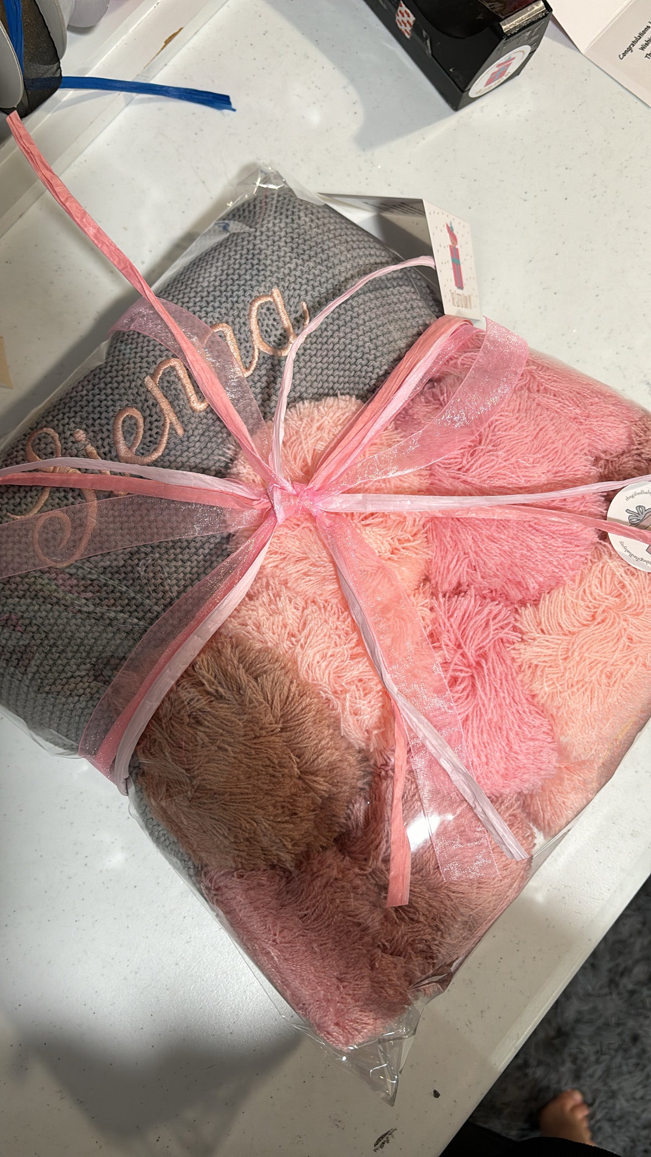 Pink Ombre Pompom Blanket