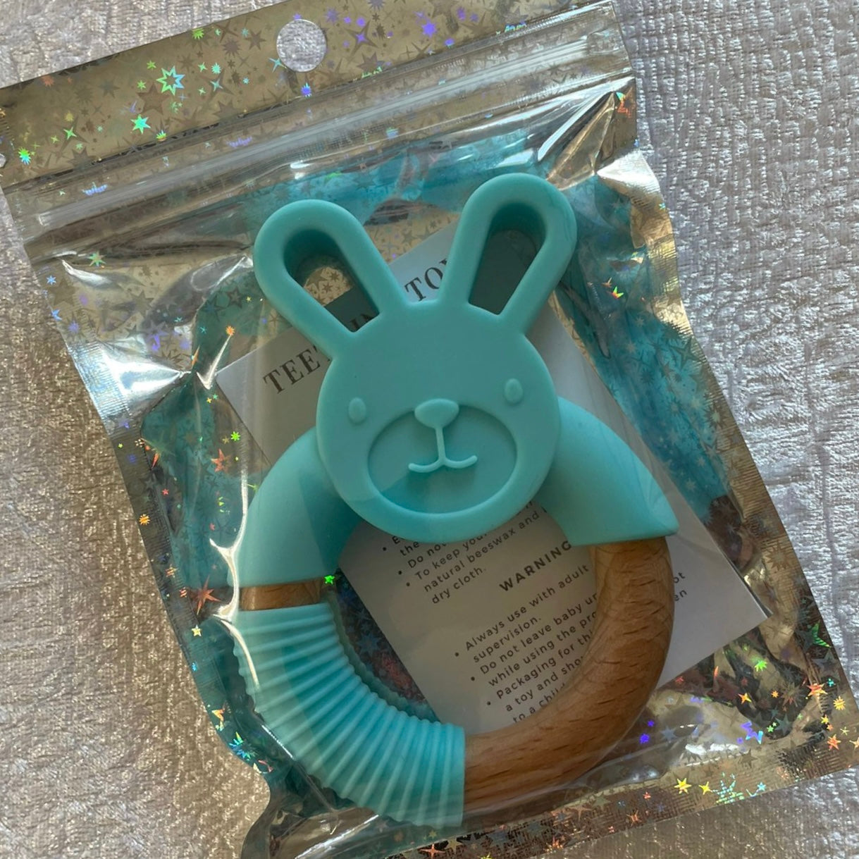 Bunny Teether (Turquoise Blue)