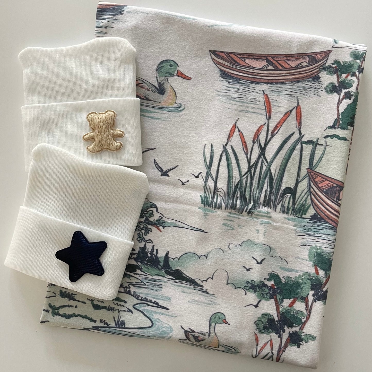 Vintage Lake Scene Printed Swaddle
