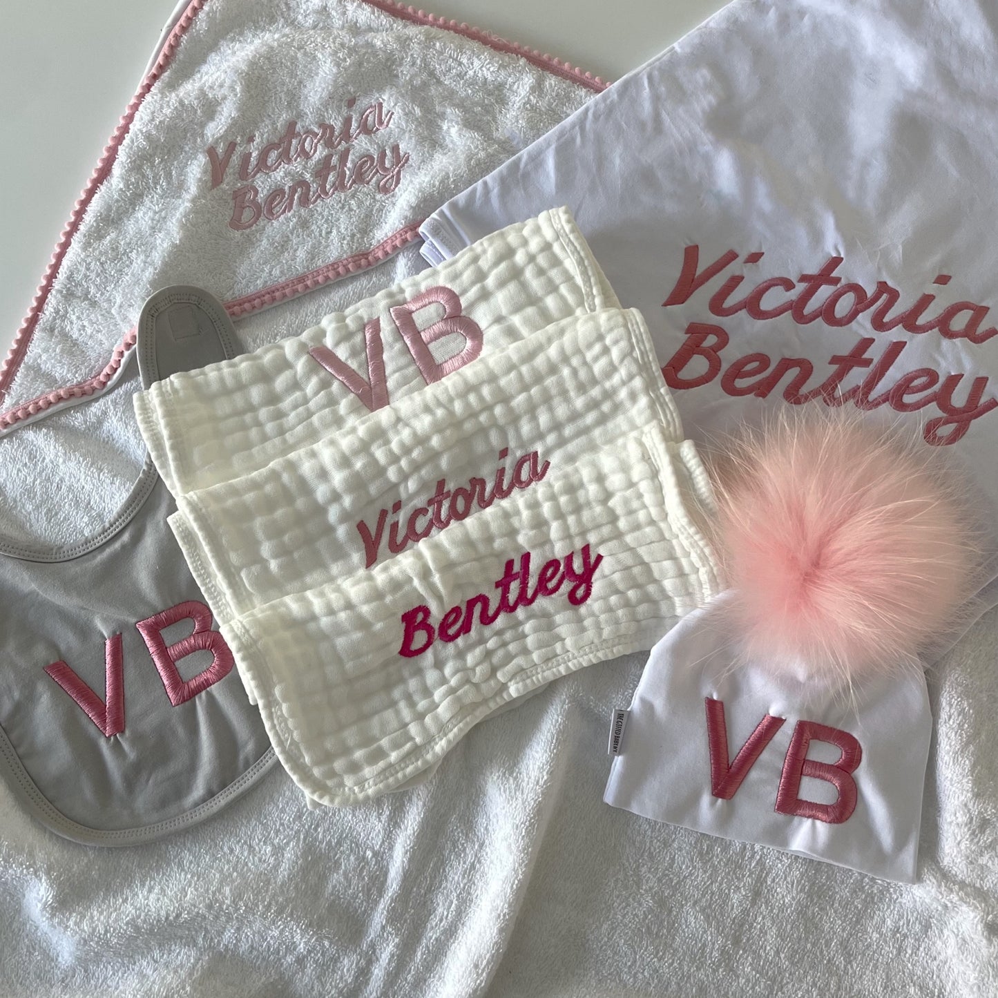 Embroidered Pompom Hats
