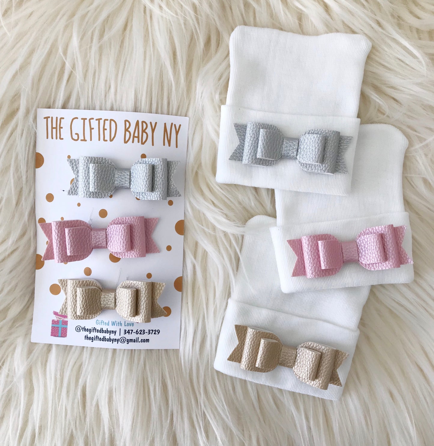 Leather Bow Hospital Hat - The Gifted Baby NY