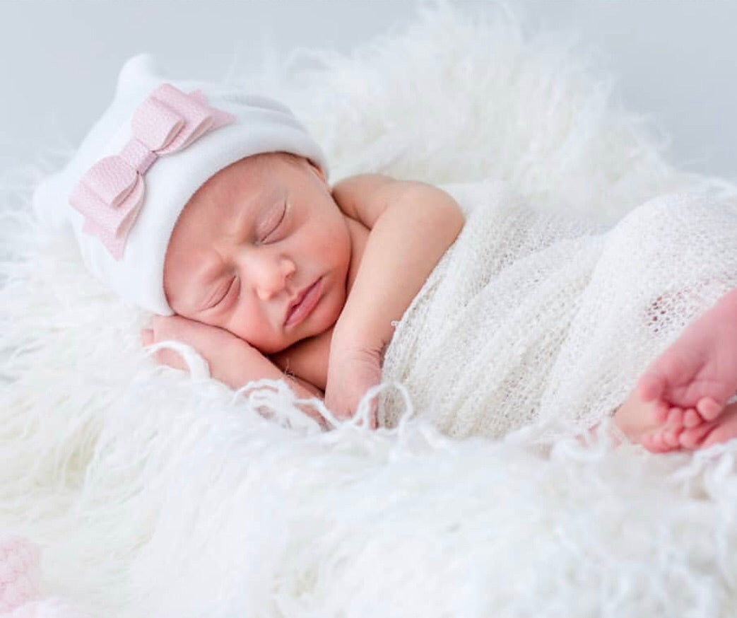 Leather Bow Hospital Hat - The Gifted Baby NY
