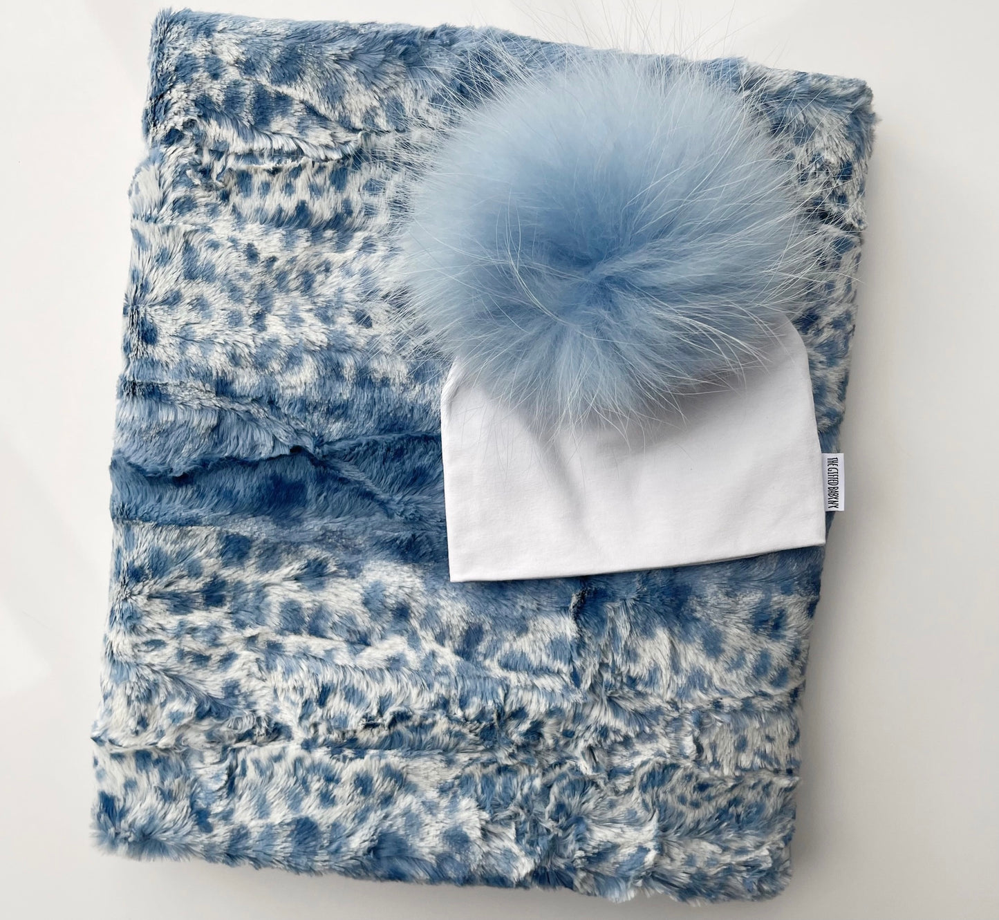 Blue Leopard Stroller Blanket Gift Set