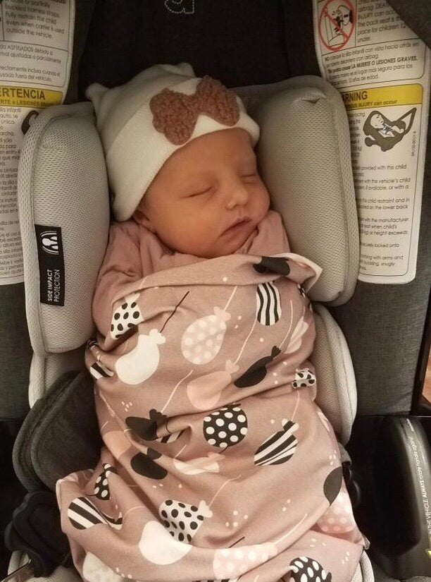 Fuzzy Bow Hospital Hat - The Gifted Baby NY