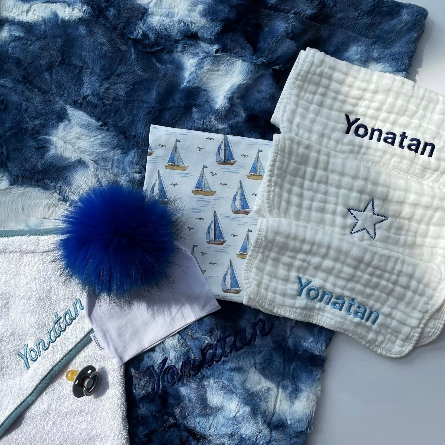 Set of 3 Burp Cloths (With Embroidery)