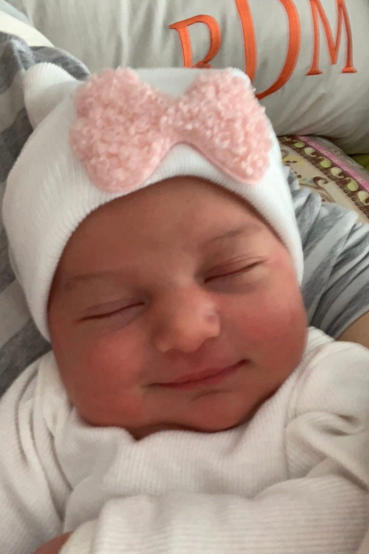 Fuzzy Bow Hospital Hat - The Gifted Baby NY