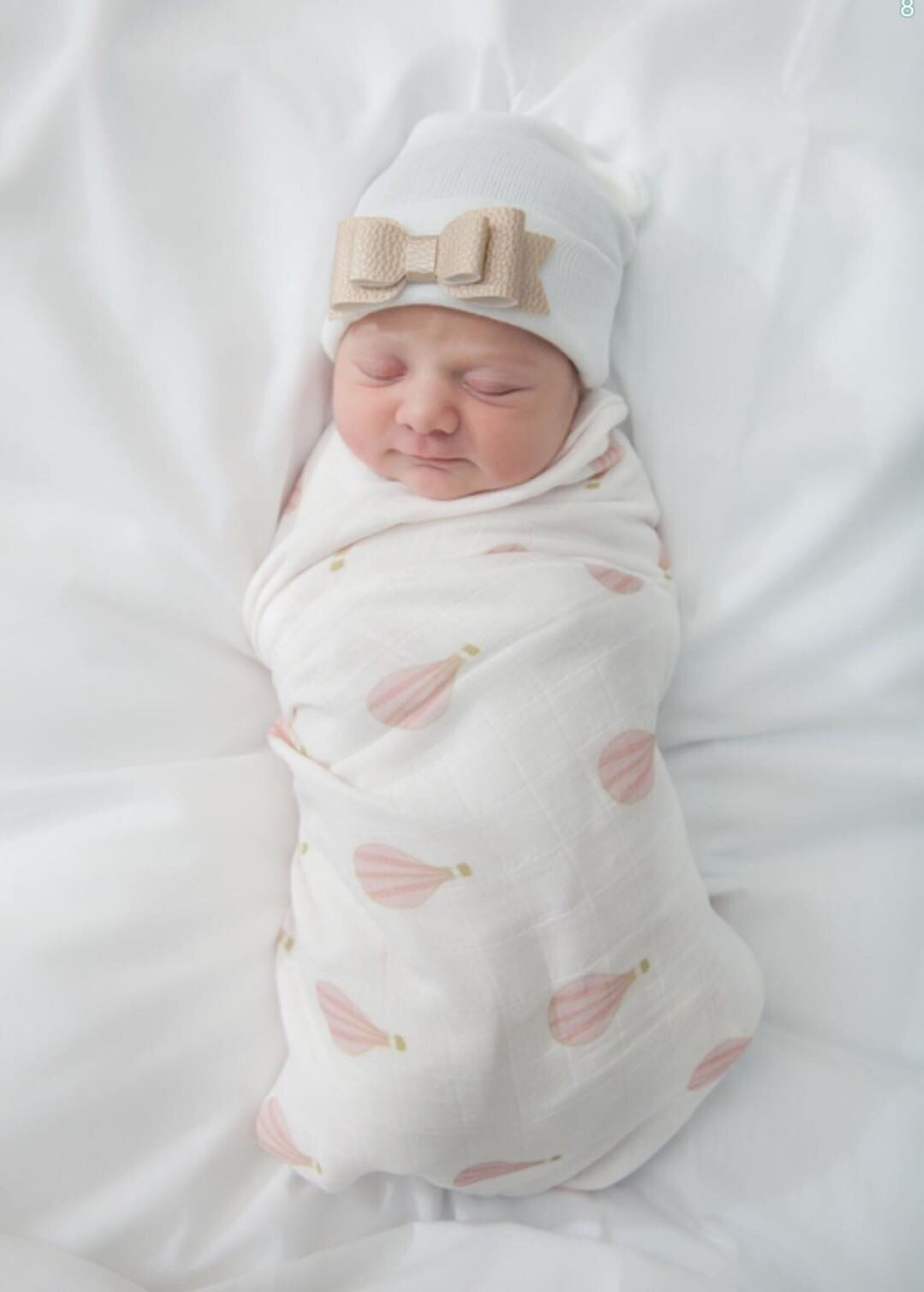 Leather Bow Hospital Hat - The Gifted Baby NY