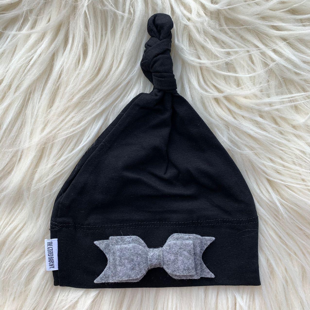 Black Hat Silver Glitter Bow - The Gifted Baby NY
