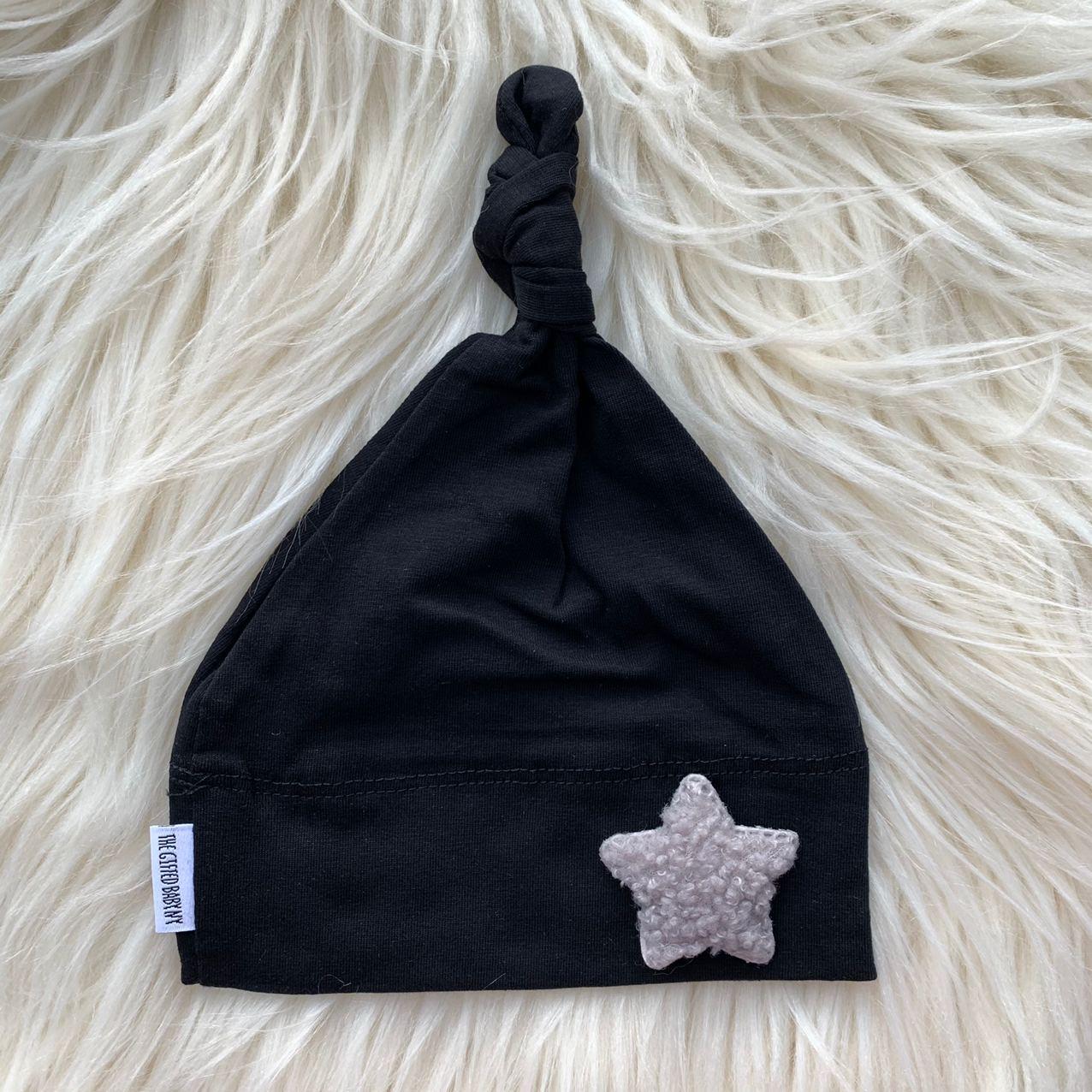 Black Hat Gray Fuzzy Star - The Gifted Baby NY