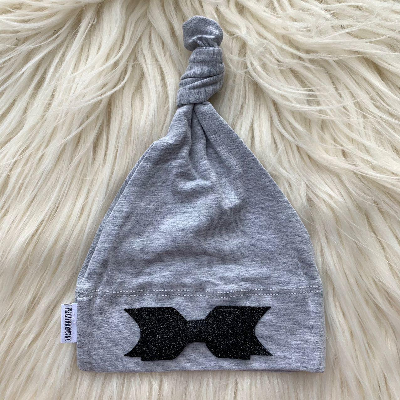 Heather Hat Black Glitter Bow - The Gifted Baby NY