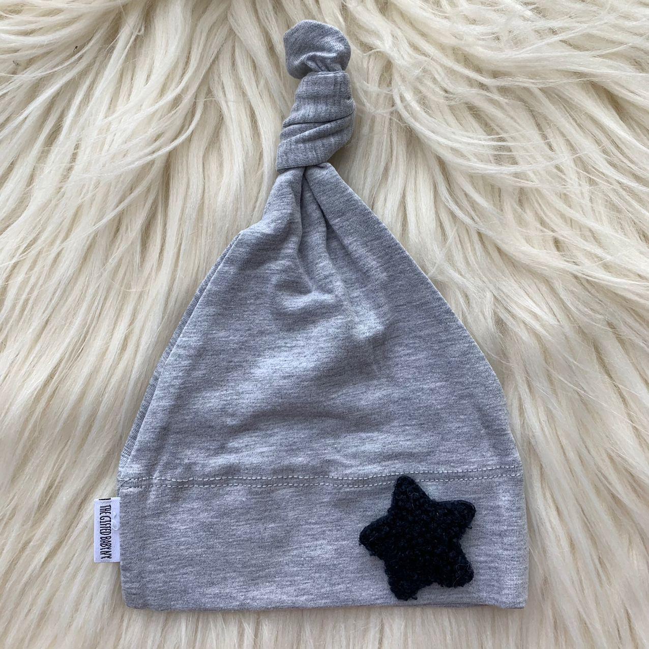 Heather Hat Navy Fuzzy Star - The Gifted Baby NY