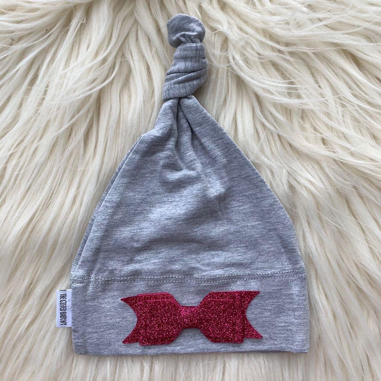 Heather Hat Hot Pink Glitter Bow - The Gifted Baby NY