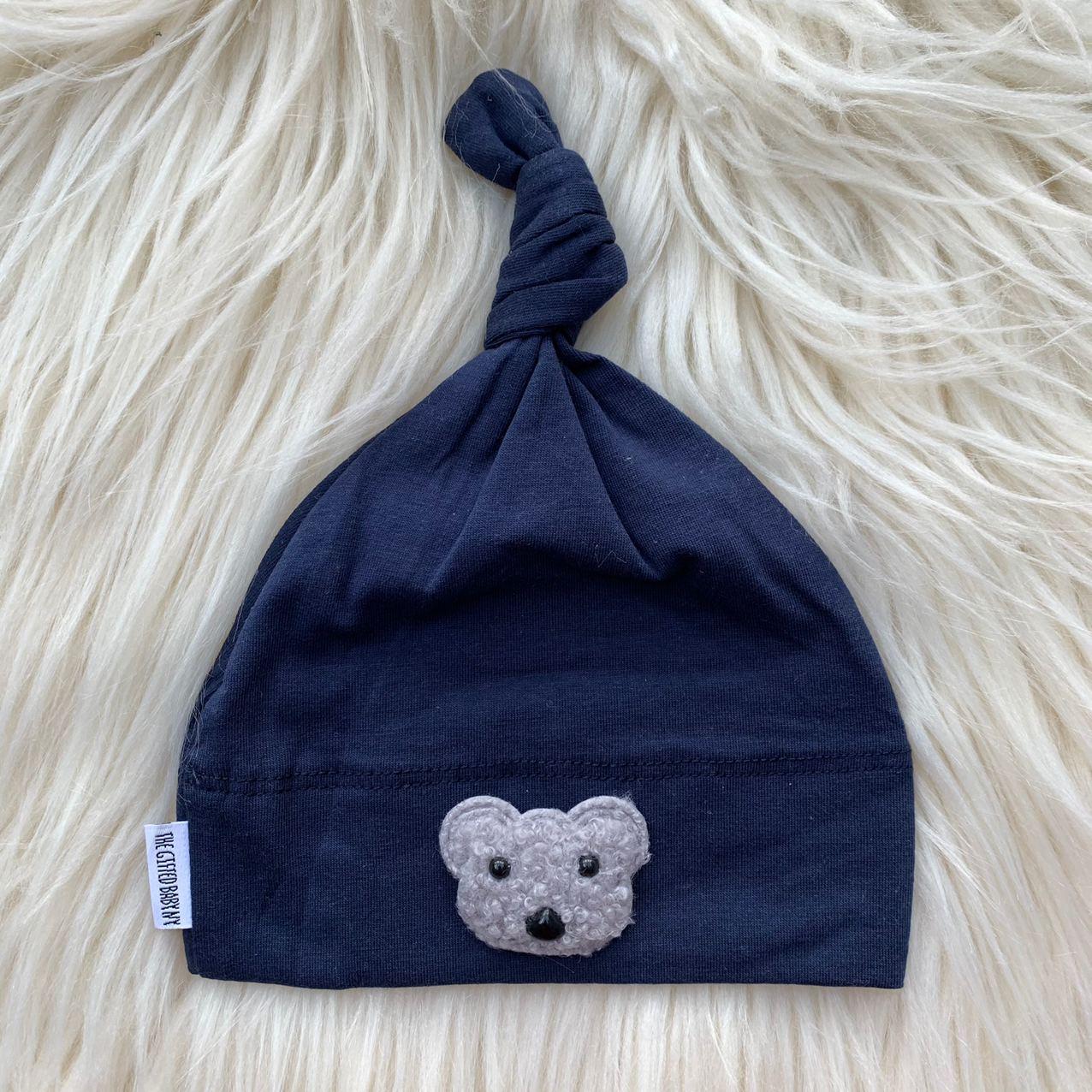 Navy Hat Gray Teddy - The Gifted Baby NY
