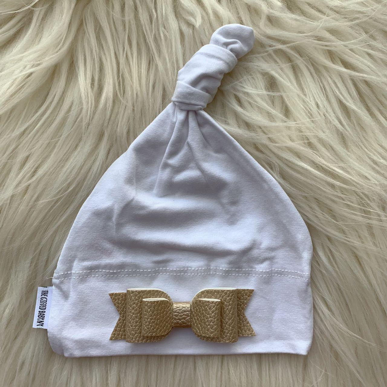 Gold Leather Bow - The Gifted Baby NY