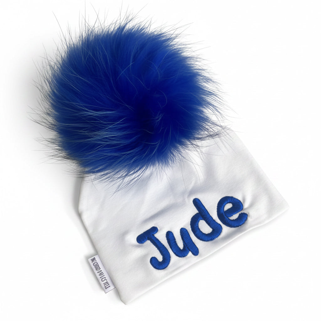 Embroidered Pompom Hats