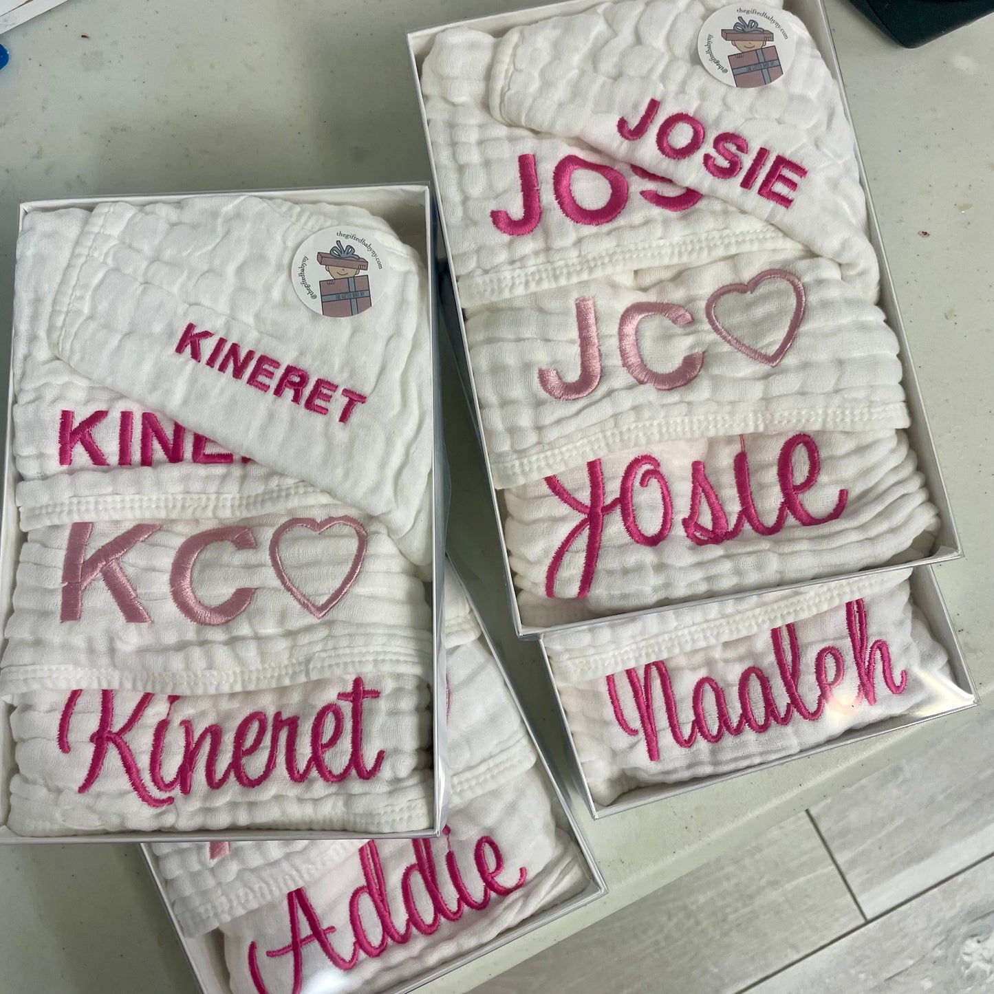 Set of 3 Burp Cloths (With Embroidery)