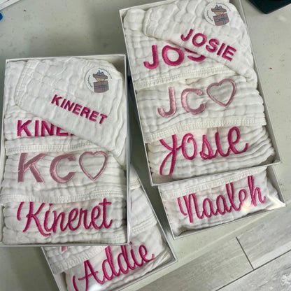 Set of 3 Burp Cloths (With Embroidery)