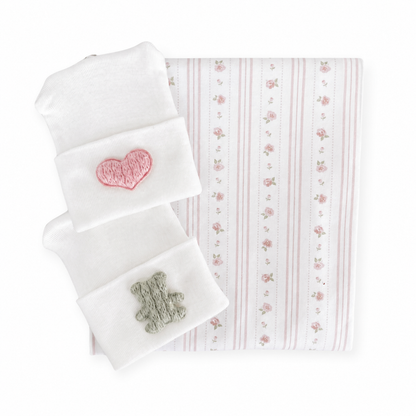 Pink Farmhouse Stripes Swaddle