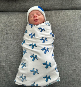 Ombre Blue Dogs Printed Swaddle