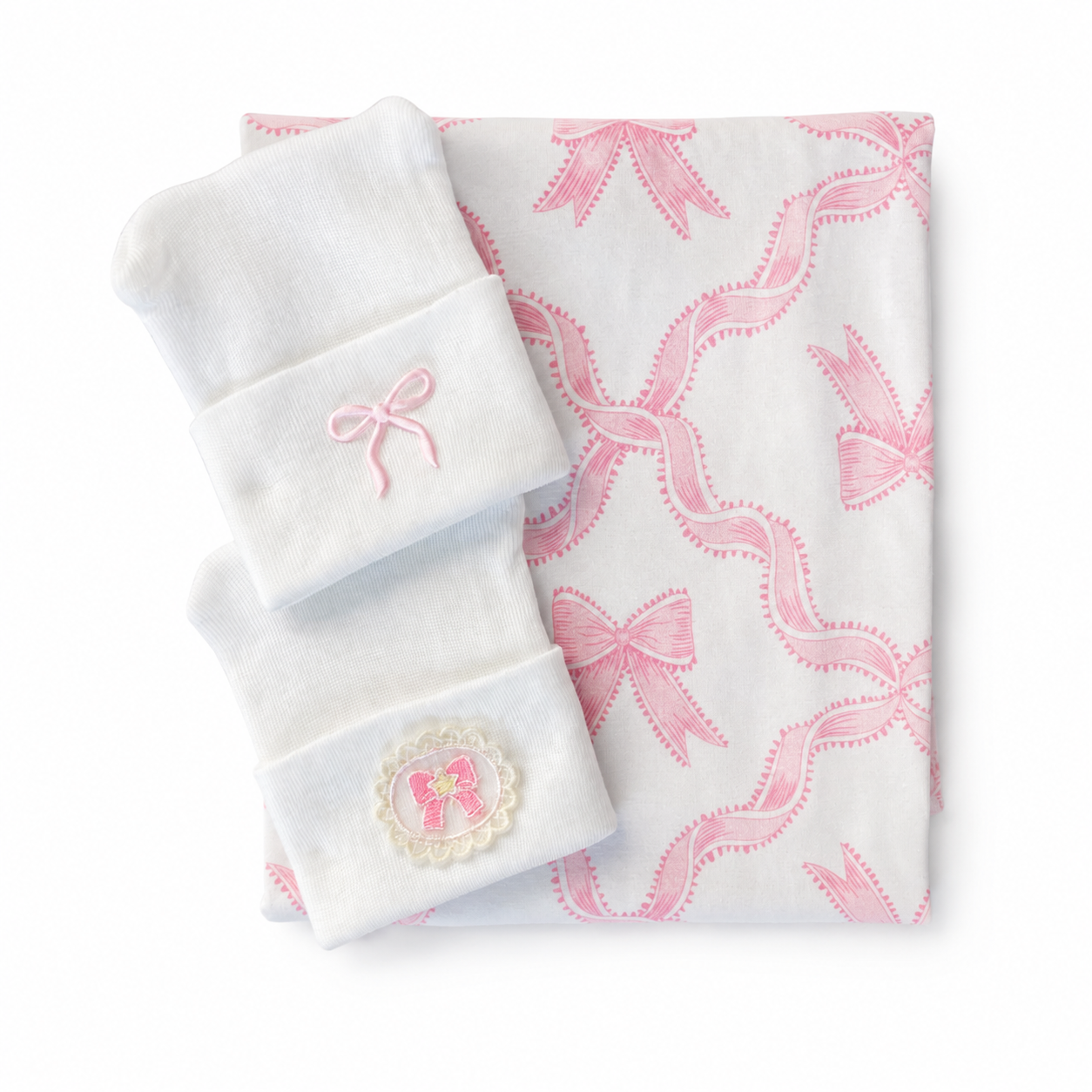 The Pink Bow Cameo  Swaddle