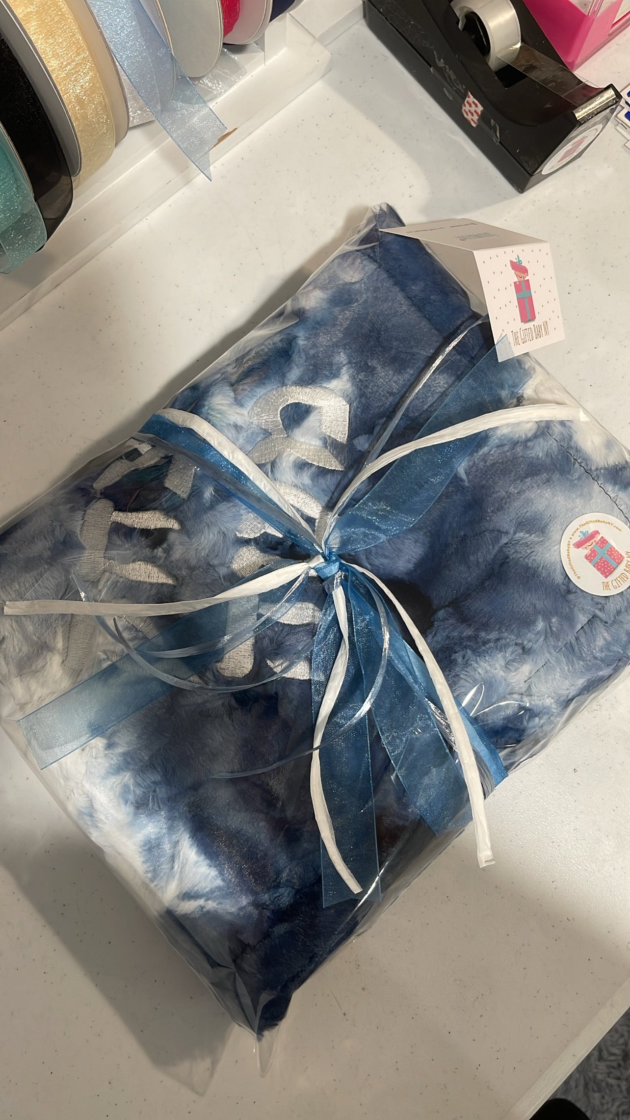 Blue Tie Dye Stroller Blanket