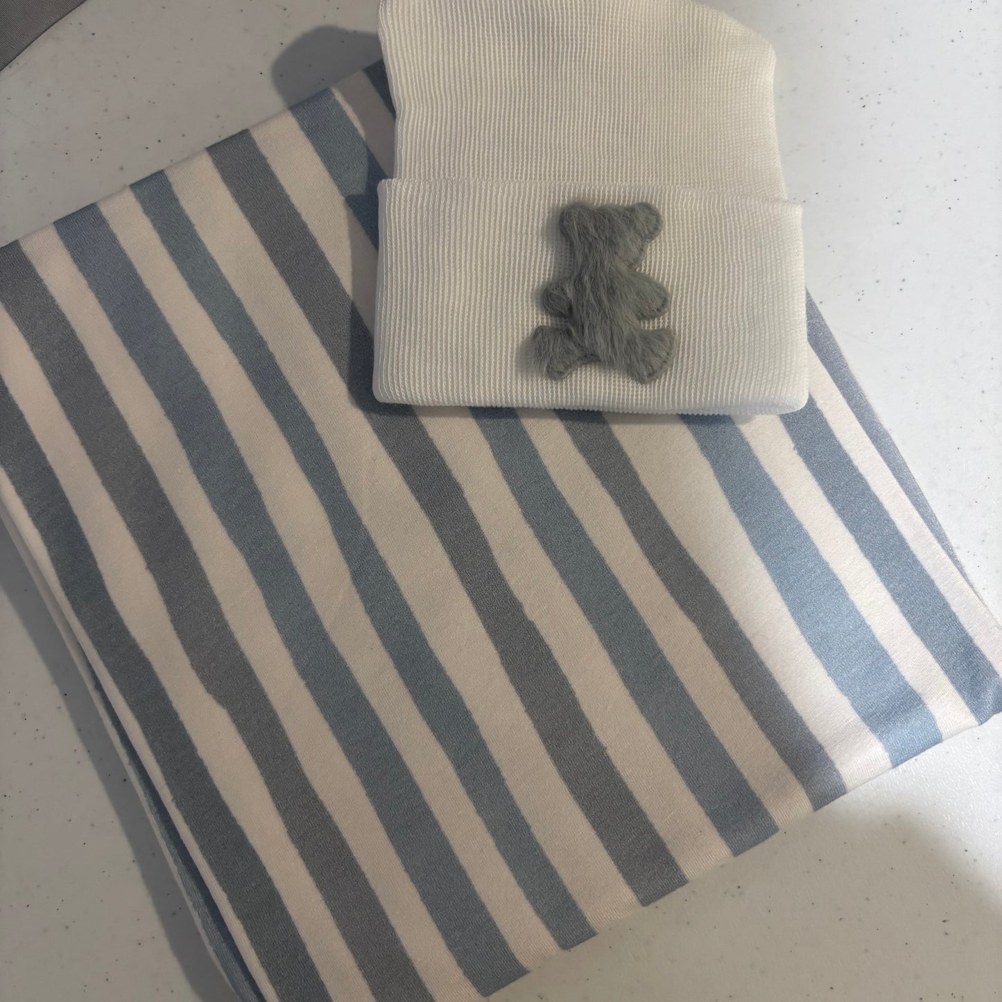 Blue Striped Swaddle Gift Set