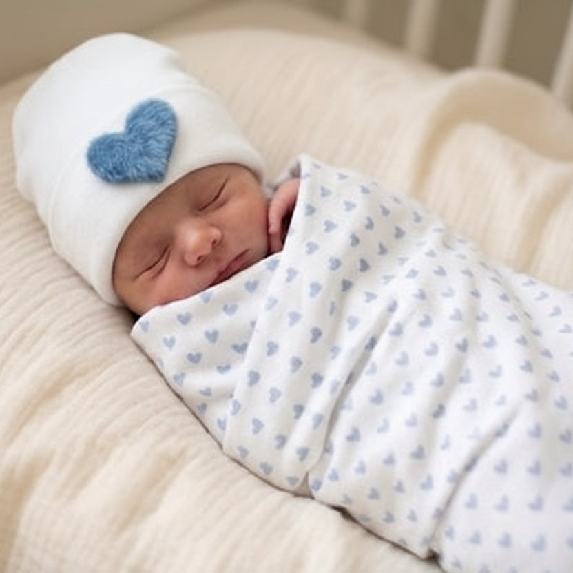 Blue Watercolor Hearts Swaddle