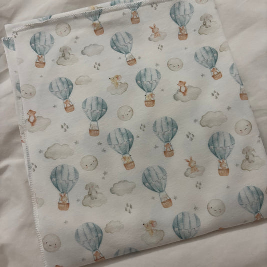 Blue Mini Hot Air Balloons Printed Swaddle