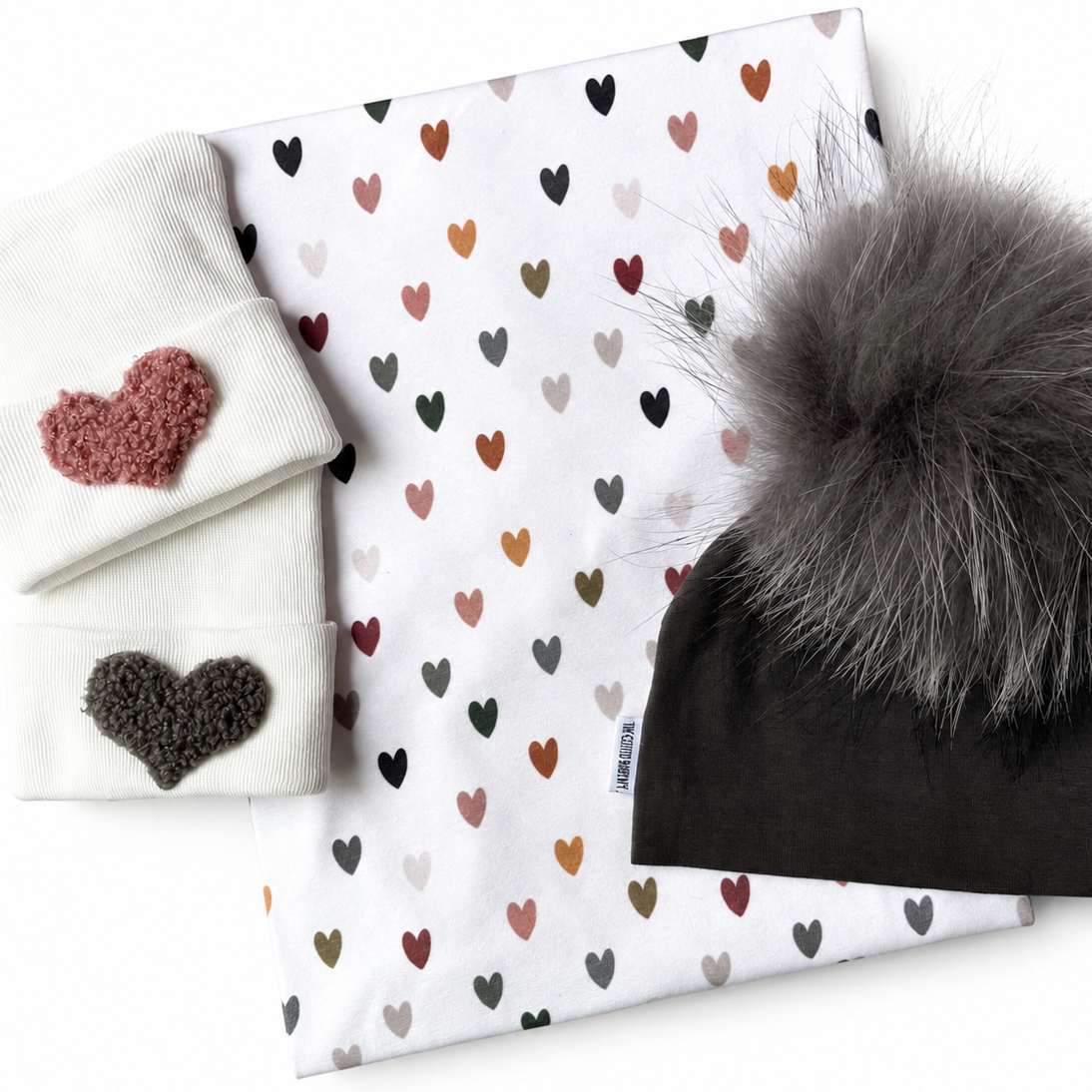 Mini Hearts- Earthtones Swaddle