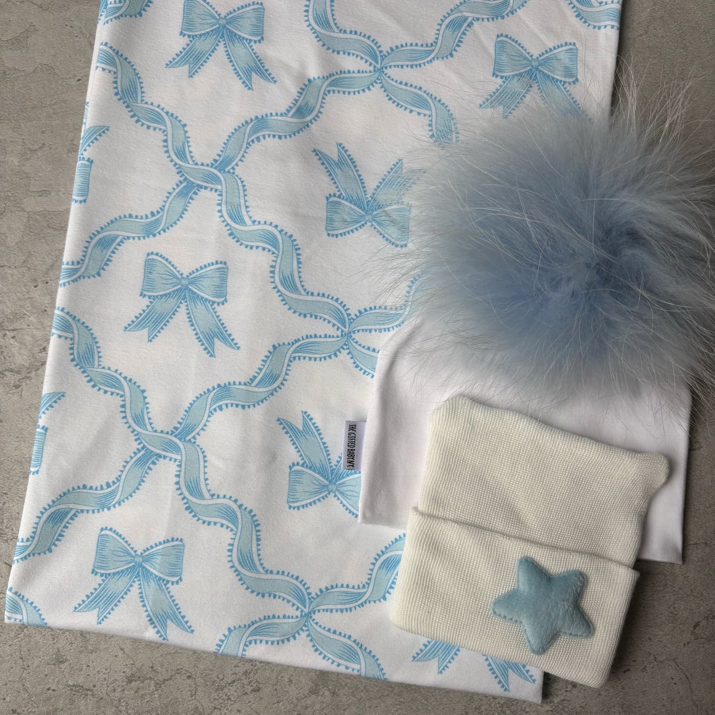Blue Ribbons Printed Swaddle