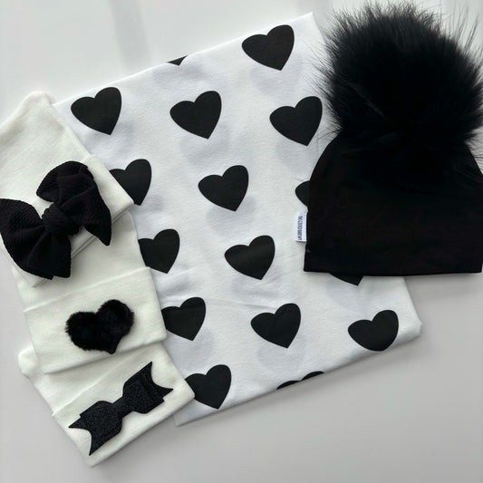 Black Hearts Printed Swaddle