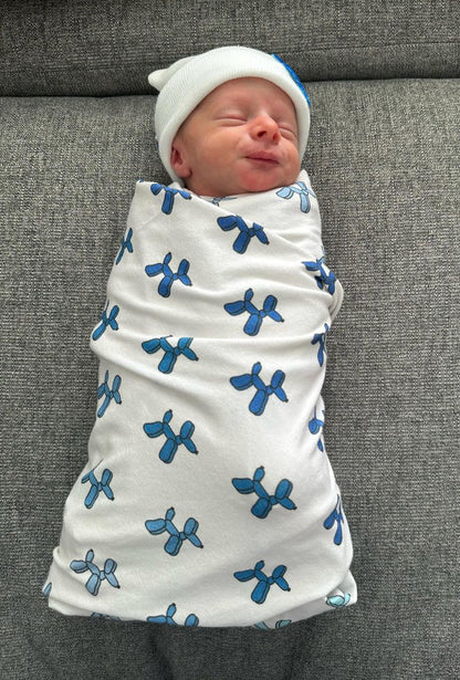 Ombre Blue Dogs Printed Swaddle