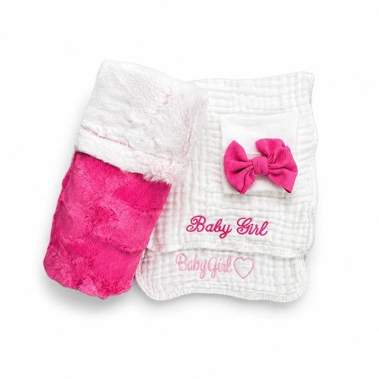 Baby Girl Stroller Blanket Gift Set