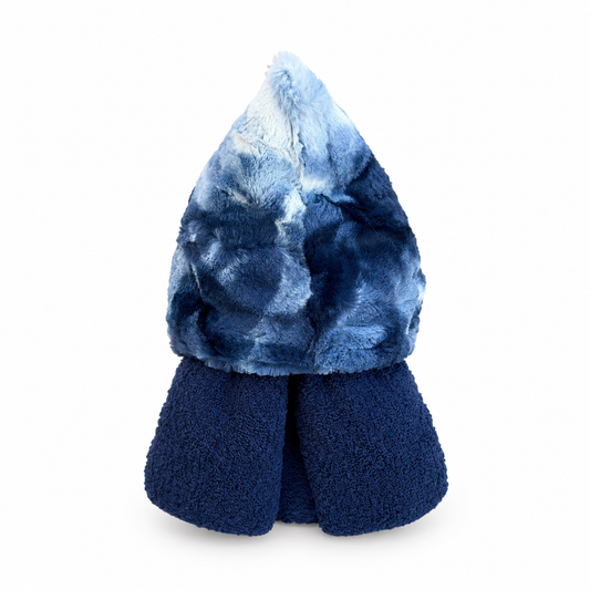 Blue Tie Dye Hooded Towel with Embroidery