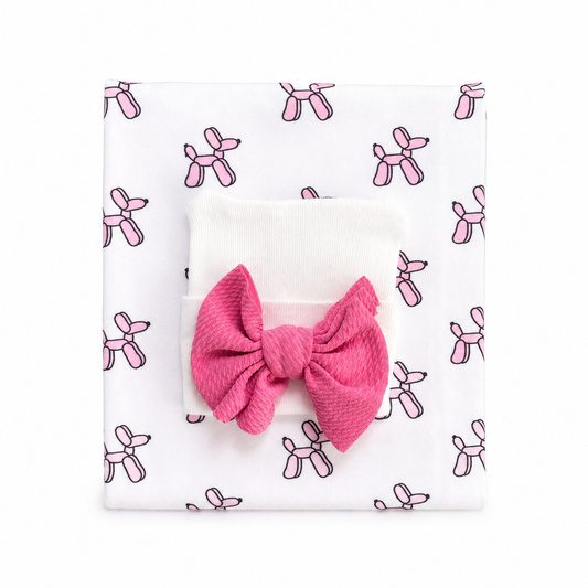 Ombré Dog Swaddle & Hospital Hat Gift Set