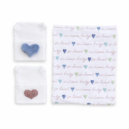 Signed With Love - Blue/Green Hearts Swaddle