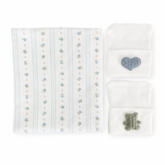Blues Farmhouse Stripes Swaddle