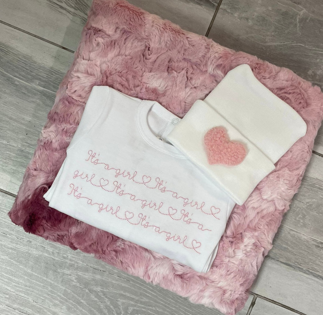 Pink Tie-Dye Stroller Blanket/Layette Gift Set