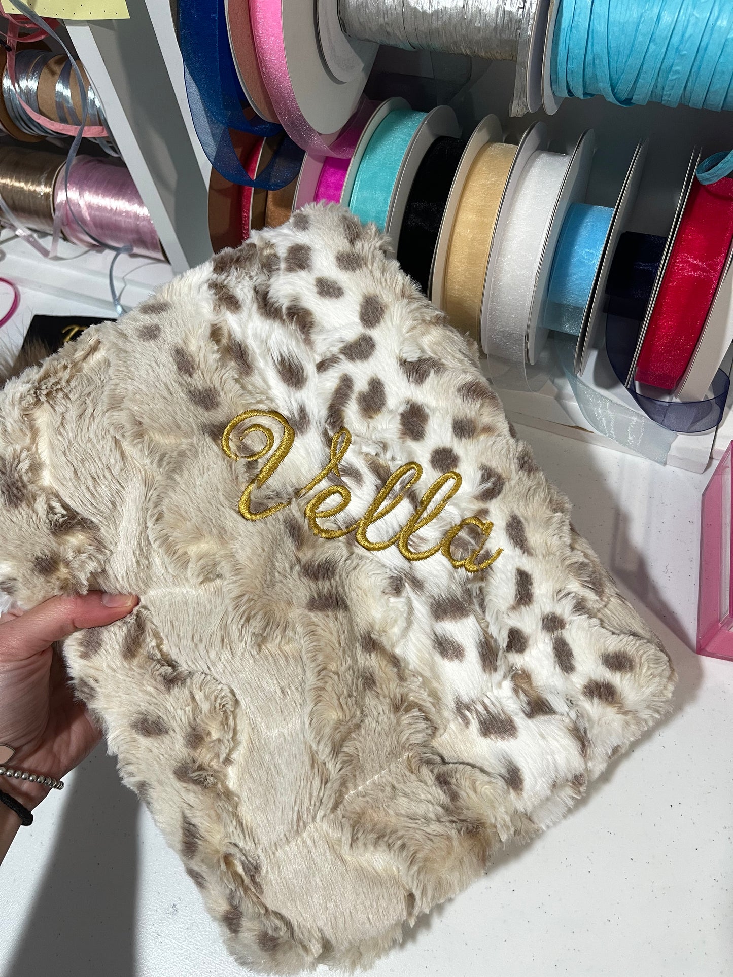 Cream Leopard Stroller Blanket