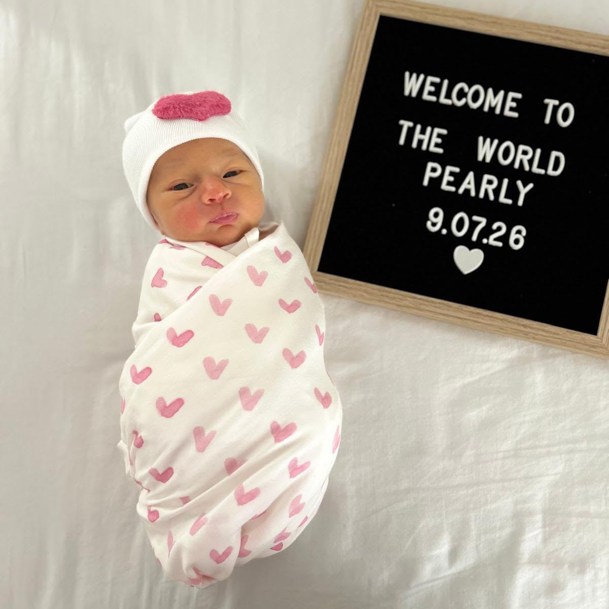Pink Watercolor Hearts Swaddle
