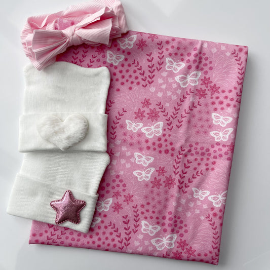 Pretty Pink Butterfly Printed Swaddle